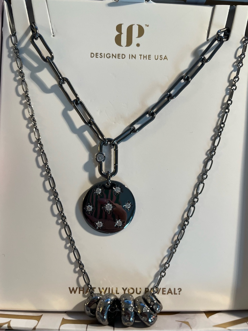 Bomb Party Luxe Layers hematite necklace set